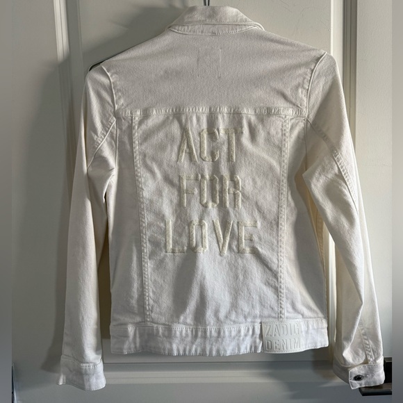 NWOT Zadig & Voltaire White Denim “Act For Love” Jacket - Size S - Picture 1 of 11